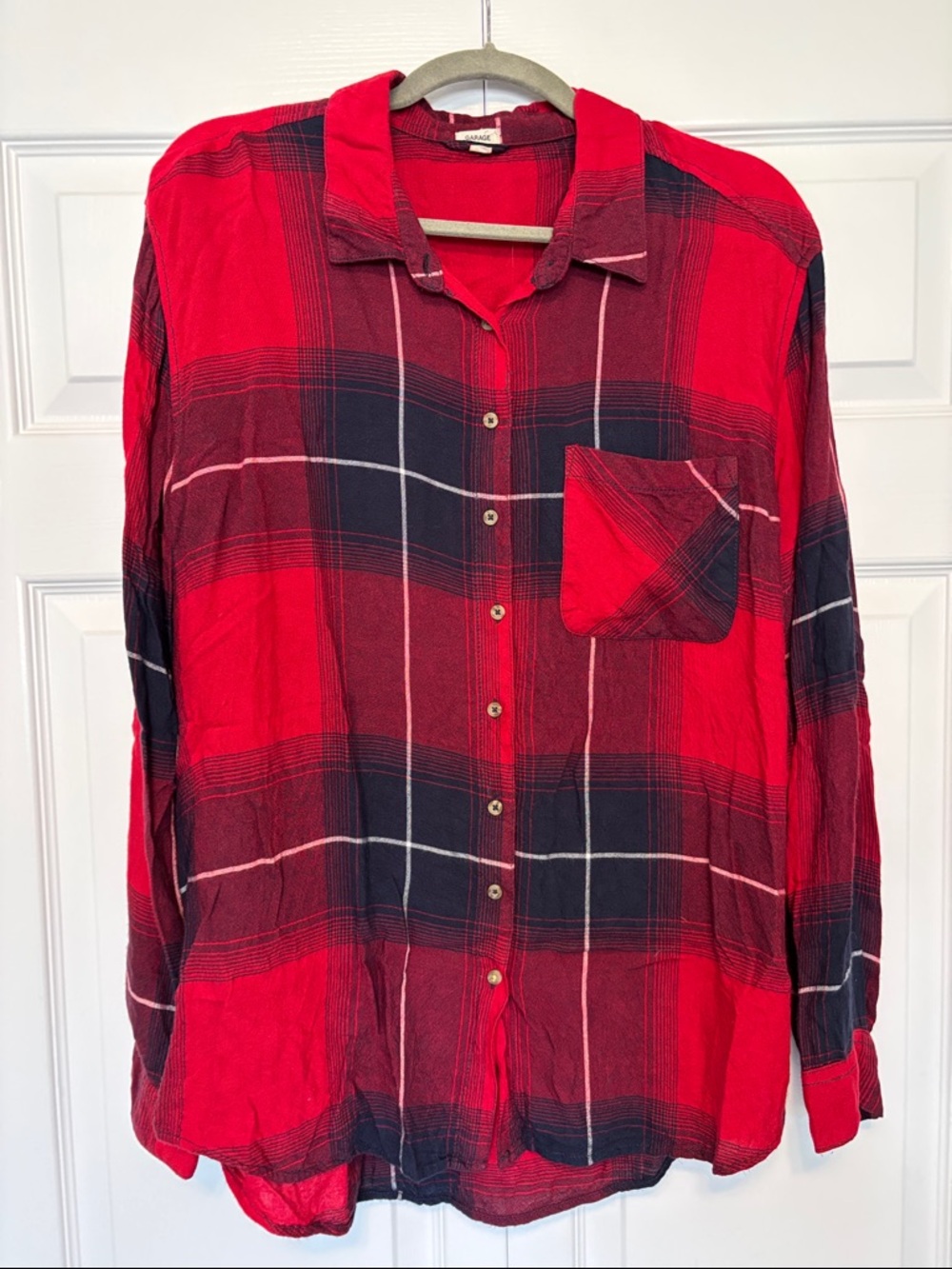 Women’s Soft Comfy Red Plaid Shirt Size Large ❤️ Garage